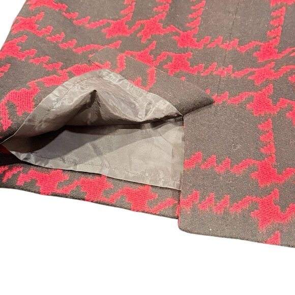 Talbots Womens Size 16 Wool Red Black Houndstooth Skirt Academia Office Siren - Picture 6 of 10